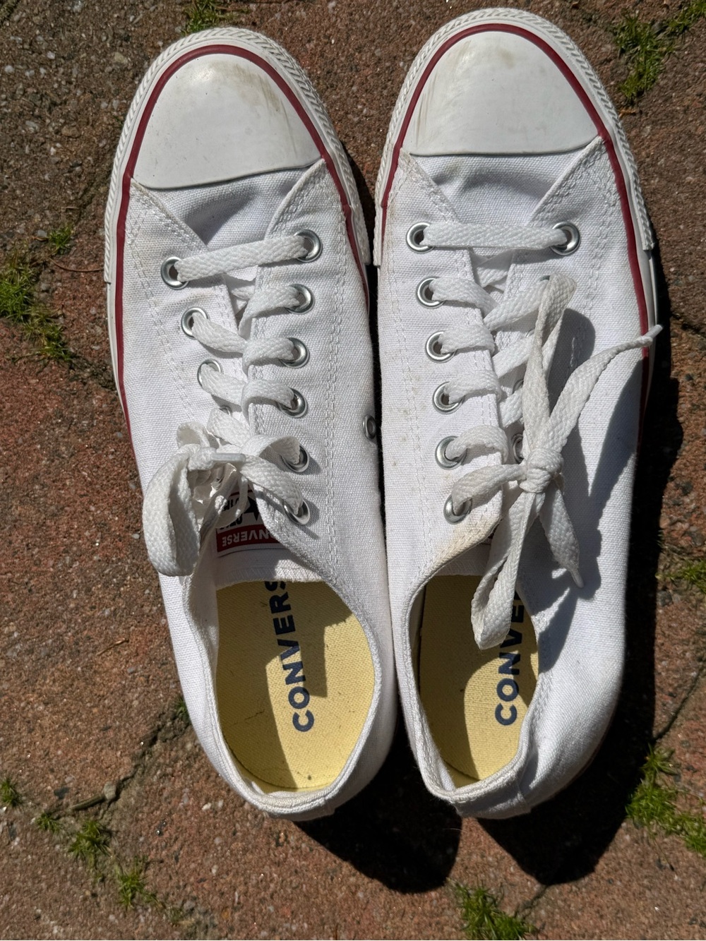 Converse Women's White Canvas Low-Top Sneakers with Red Trim - Picture 5 of 5
